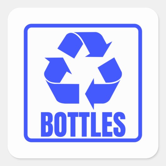 Sticker Carré Bouteilles bleues de panneau de recyclage (Devant)