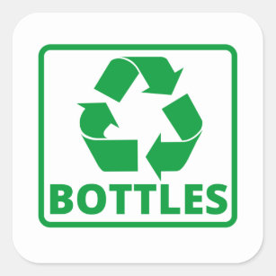 Sticker Carré Bouteilles de recyclage signe classique
