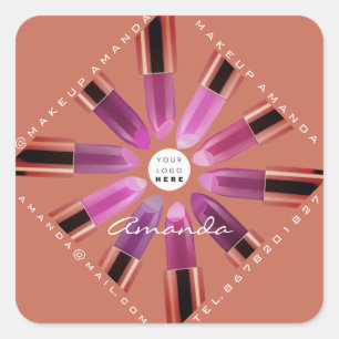 Sticker Carré Boutique de logo Cosmetica Maquillage Rose Gold Li