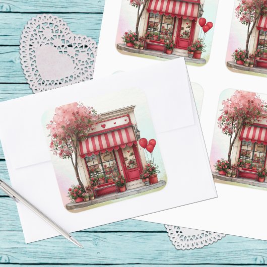 Sticker Carré Boutique Douce Saint-Valentin