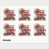 Sticker Carré Boutique Douce Saint-Valentin (Feuille)