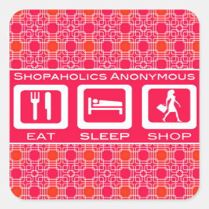 Sticker Carré Boutique drôle rose Manger Dormir Magasin Prix