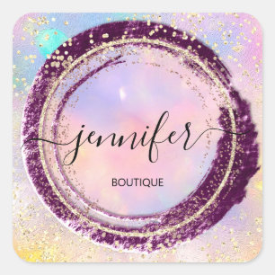 Sticker Carré Boutique professionnelle Parties scintillant Holog