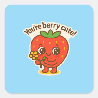 Sticker Carré Bouton mignon Berry