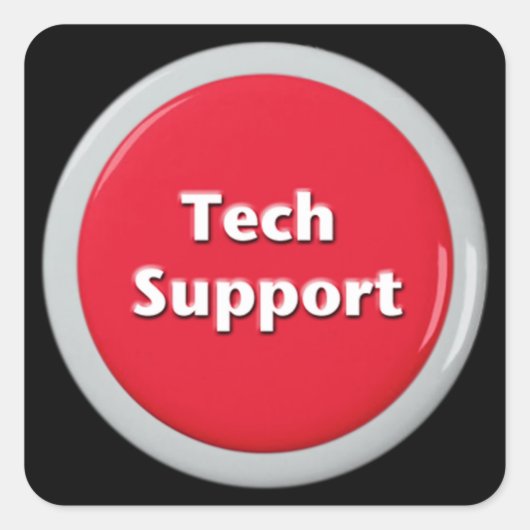 Sticker Carré Bouton Panique rouge du support technique (Devant)