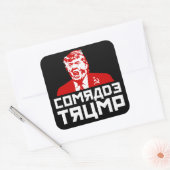 Sticker Carré Bouton Trump : "COMRADE TRUMP" (Noir) (Enveloppe)