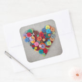 Sticker Carré Boutons colorés Coeur (Enveloppe)