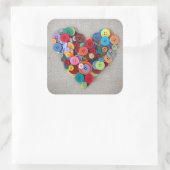 Sticker Carré Boutons colorés Coeur (Sac)