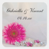 Sticker Carré Boutons de marguerite rose Mariage (Devant)