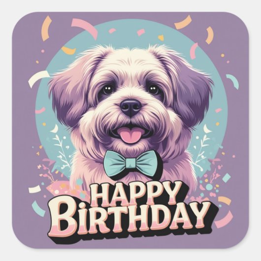 Sticker Carré Bouvier des Flandres Chien coloré (Devant)