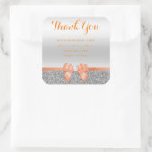 Sticker Carré Bow et Merci de Parties scintillant d'argent roman (Sac)