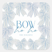 Sticker Carré Bow Ho Blue Bows Noël (Devant)