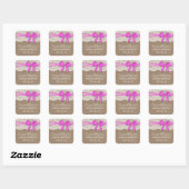 Sticker Carré Bow rose rustique, Fête des mariées Burlap & dente (Feuille)