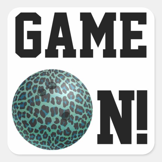 Sticker Carré Bowling Ball Leopard Turquoise (Devant)