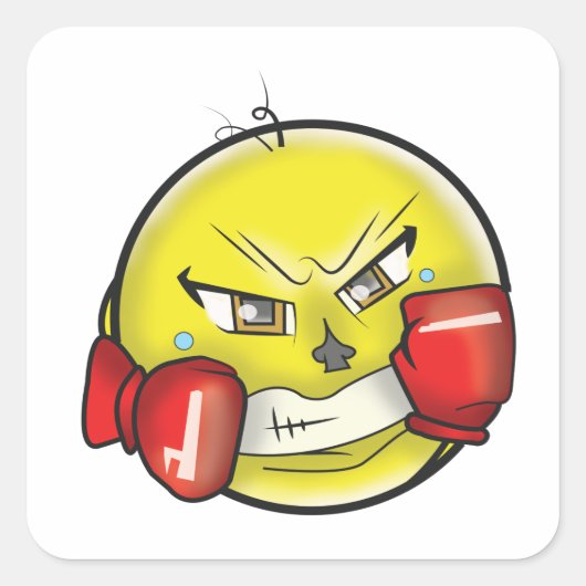 Sticker Carré Boxe Combattre Emoji avec des gants (Devant)