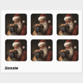 Sticker Carré Boxer avec Noël Festif du Père Noël (Feuille)