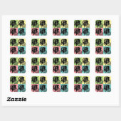 Sticker Carré Boxer Chien Stamper Pop Art (Feuille)