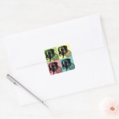 Sticker Carré Boxer Chien Stamper Pop Art (Enveloppe)