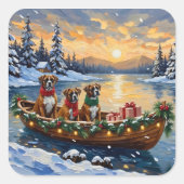 Sticker Carré Boxer Christmas Boat Holiday (Devant)