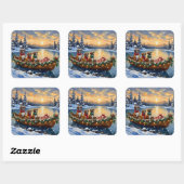 Sticker Carré Boxer Christmas Boat Holiday (Feuille)