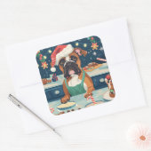 Sticker Carré Boxer Gîtes : Noël festif (Enveloppe)