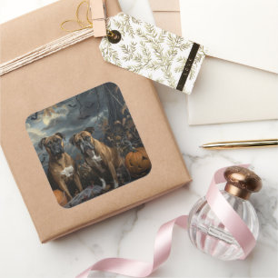 Sticker Carré Boxer Halloween Night Doggy Délice