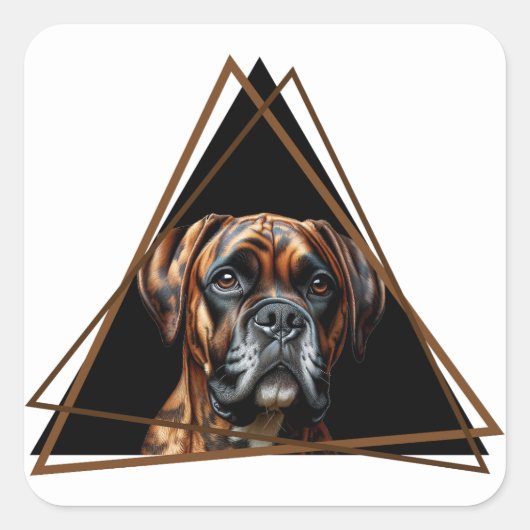 Sticker Carré Boxer Lab noir et brun brindle (Devant)