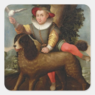 Sticker Carré Boy and Dog, "Bibius Vincit"