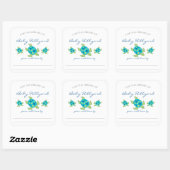 Sticker Carré Boy Baby shower plaques / tortues de mer (Feuille)