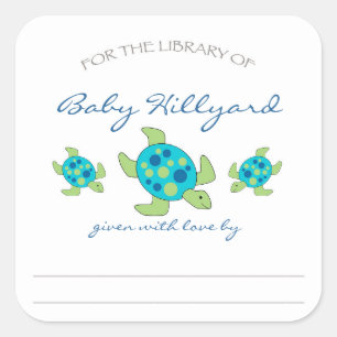 Sticker Carré Boy Baby shower plaques / tortues de mer