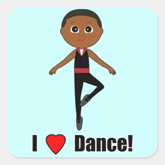 Sticker Carré Boy Ballet Dancer : I Love Dance (Devant)