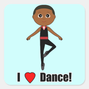 Sticker Carré Boy Ballet Dancer : I Love Dance