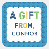 Sticker Carré Boy Building Blocks Anniversaire fête cadeau (Devant)