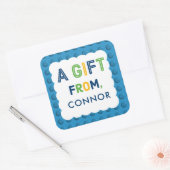 Sticker Carré Boy Building Blocks Anniversaire fête cadeau (Enveloppe)