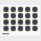 Sticker Carré Boy First Communion Marine Blue Faux Gold Feuilles (Feuille)