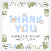 Sticker Carré Boy Safari Animal Baby Shower  (Devant)