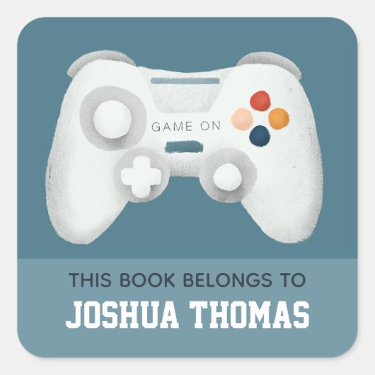 Sticker Carré Boys Blue Gaming Kids Librairie (Devant)