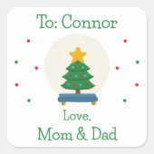 Sticker Carré Boys mignon Festive Globe De Neige Custom Holiday (Devant)