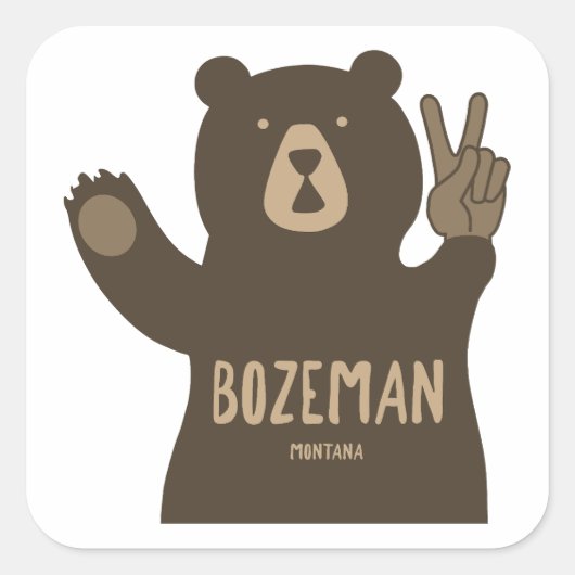 Sticker Carré Bozeman Montana Peace Bear (Devant)