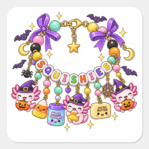 Sticker Carré Bracelet perlé Halloween Lune Pâte Fesses Squishes