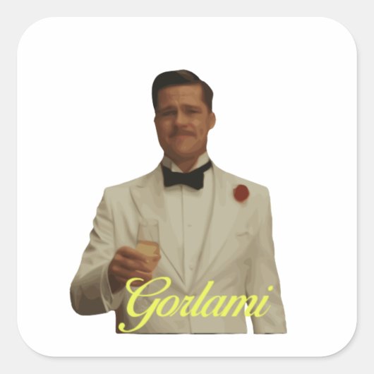 Sticker Carré Brad Pitt Inglorieux Basters Tarantino Gorlami (Devant)