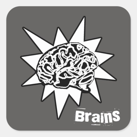 Sticker Carré Brains ! Noir & Blanc (Devant)