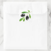 Sticker Carré Branche avec olives noires (Sac)
