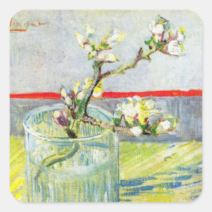 Sticker Carré Branche d'amandier en fleurs par Vincent van Gogh