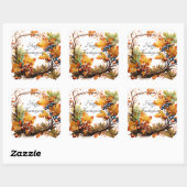 Sticker Carré Branche d'automne avec feuilles et baies sur mesur (Feuille)