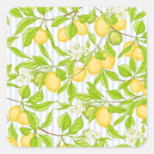 Sticker Carré Branche de citronnier : Motif sans fil