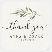 Sticker Carré Branche simple à l'aquarelle vert olive (Devant)