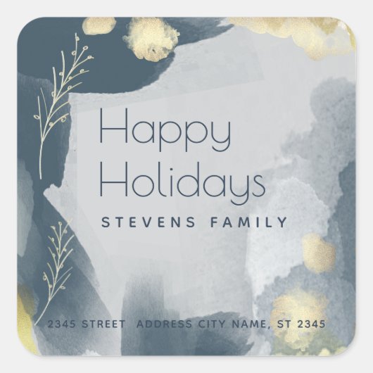 Sticker Carré Branches abstraites aquarelle moderne boho (Devant)