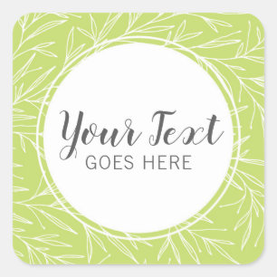 Sticker Carré Branches de feuilles botaniques modernes Verdure M