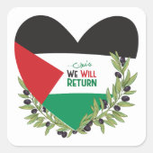 Sticker Carré Branches du drapeau et de l'olivier palestiniens (Devant)